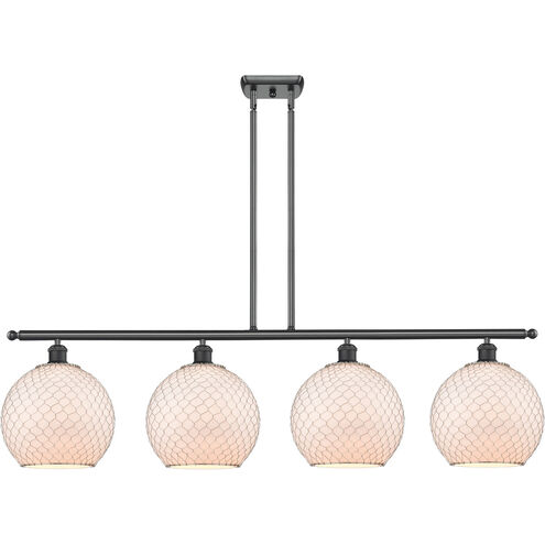 Ballston Large Farmhouse Chicken Wire 4 Light 48 inch Matte Black Island Light Ceiling Light, Ballston