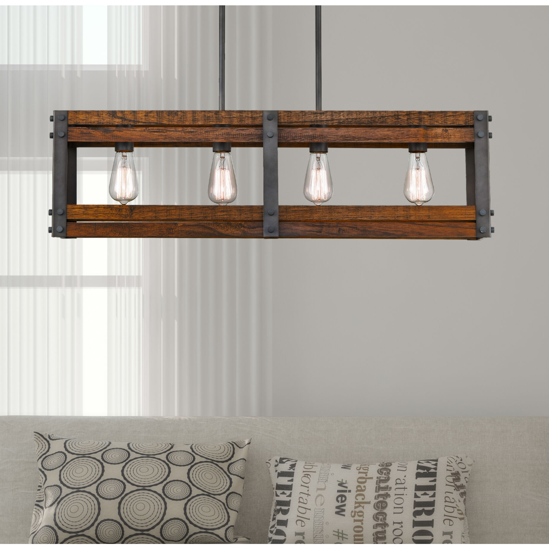 Austin 4 Light 36 inch Aged Gun Metal Island Light Ceiling Light