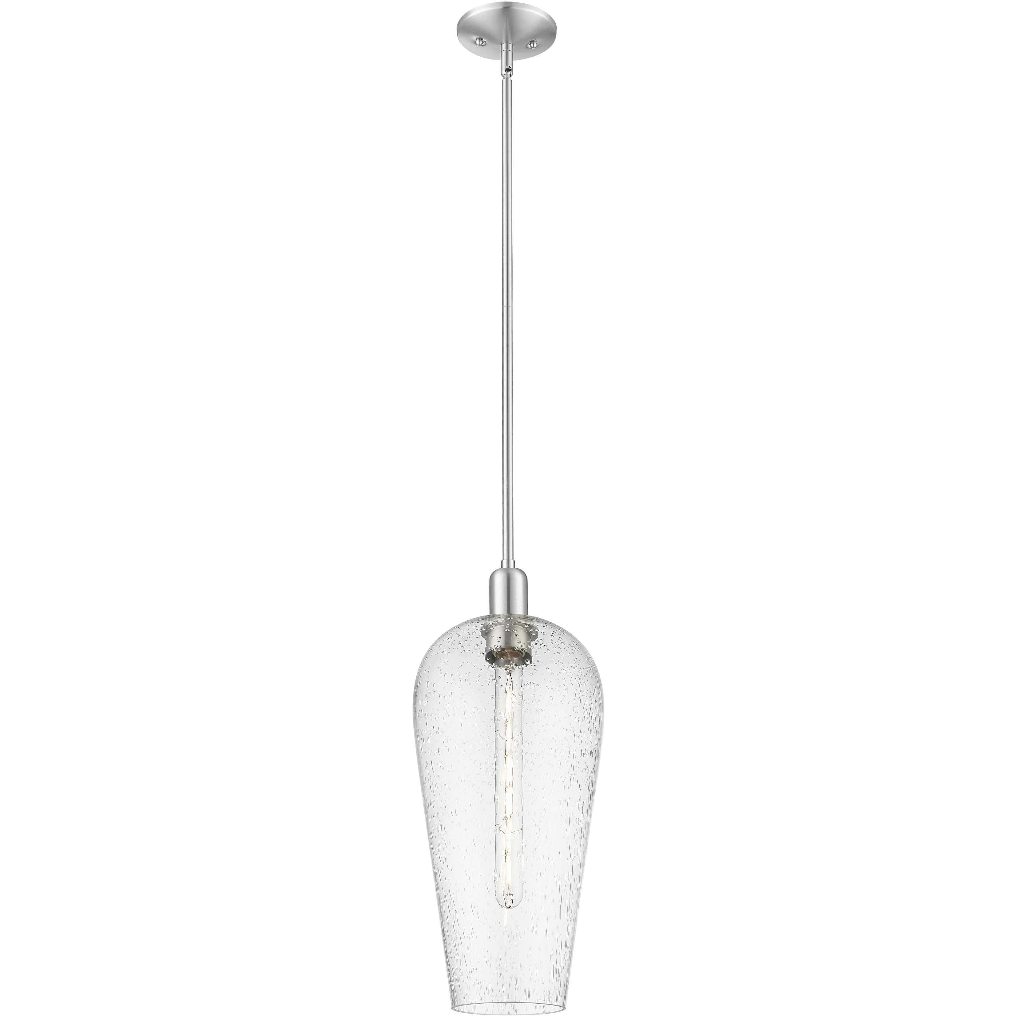 Chelsea 1 Light 8 inch Brushed Satin Nickel Mini Pendant Ceiling Light in Seedy Deco Swirl Glass
