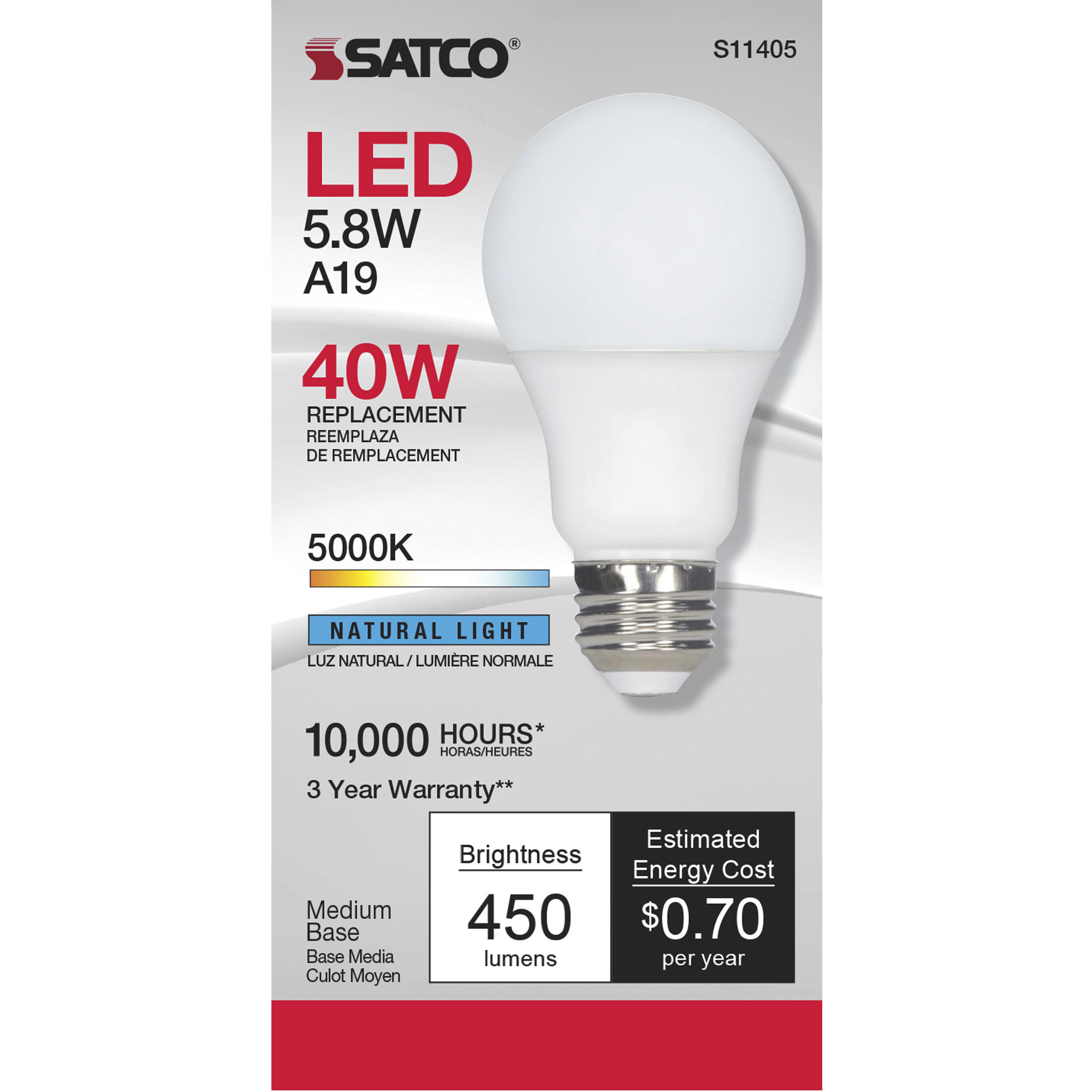Lumos LED A19 Medium Medium 5.8 watt 120V 5000K Bulb