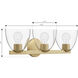 Noellea 3 Light 23.5 inch Legacy Brass Vanity Wall Light