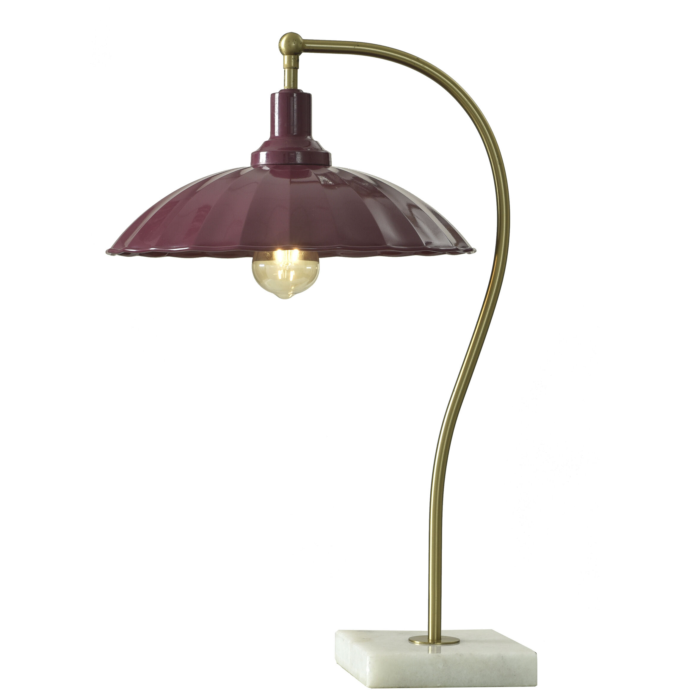 Penelope 24 inch 60 watt Polished Brass and White Marble Table Lamp Portable Light