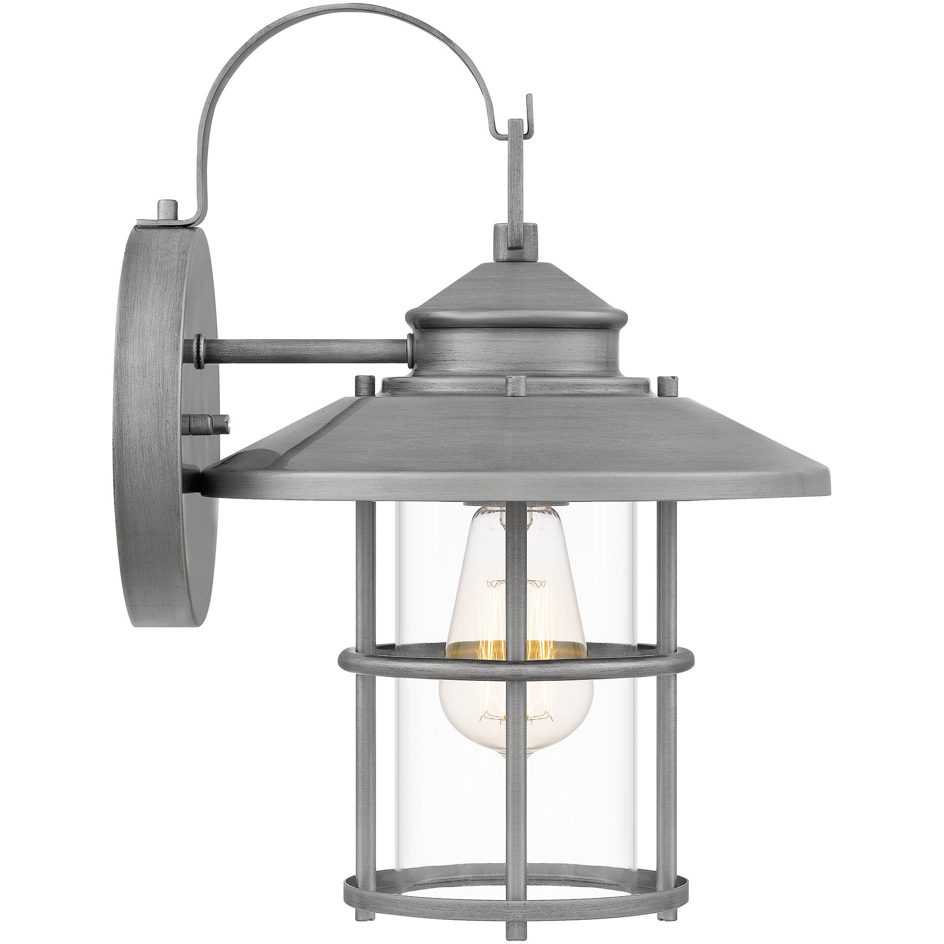 Lombard 1 Light 14 inch Antique Brushed Aluminum Outdoor Wall Lantern