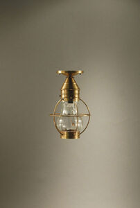 Bosc 1 Light 9 inch Antique Brass Flush Mount Ceiling Light in Clear Glass