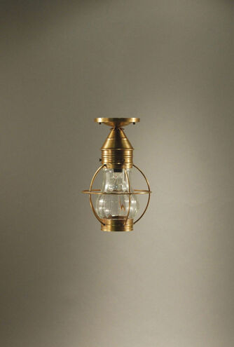 Bosc 1 Light 9 inch Antique Brass Flush Mount Ceiling Light in Optic Glass