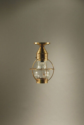 Bosc 1 Light 9 inch Antique Brass Flush Mount Ceiling Light in Clear Seedy Glass
