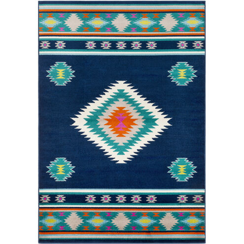 Paramount 93 X 63 inch Dark Blue/Teal/Bright Orange/Fuschia/Lime Rugs, Rectangle