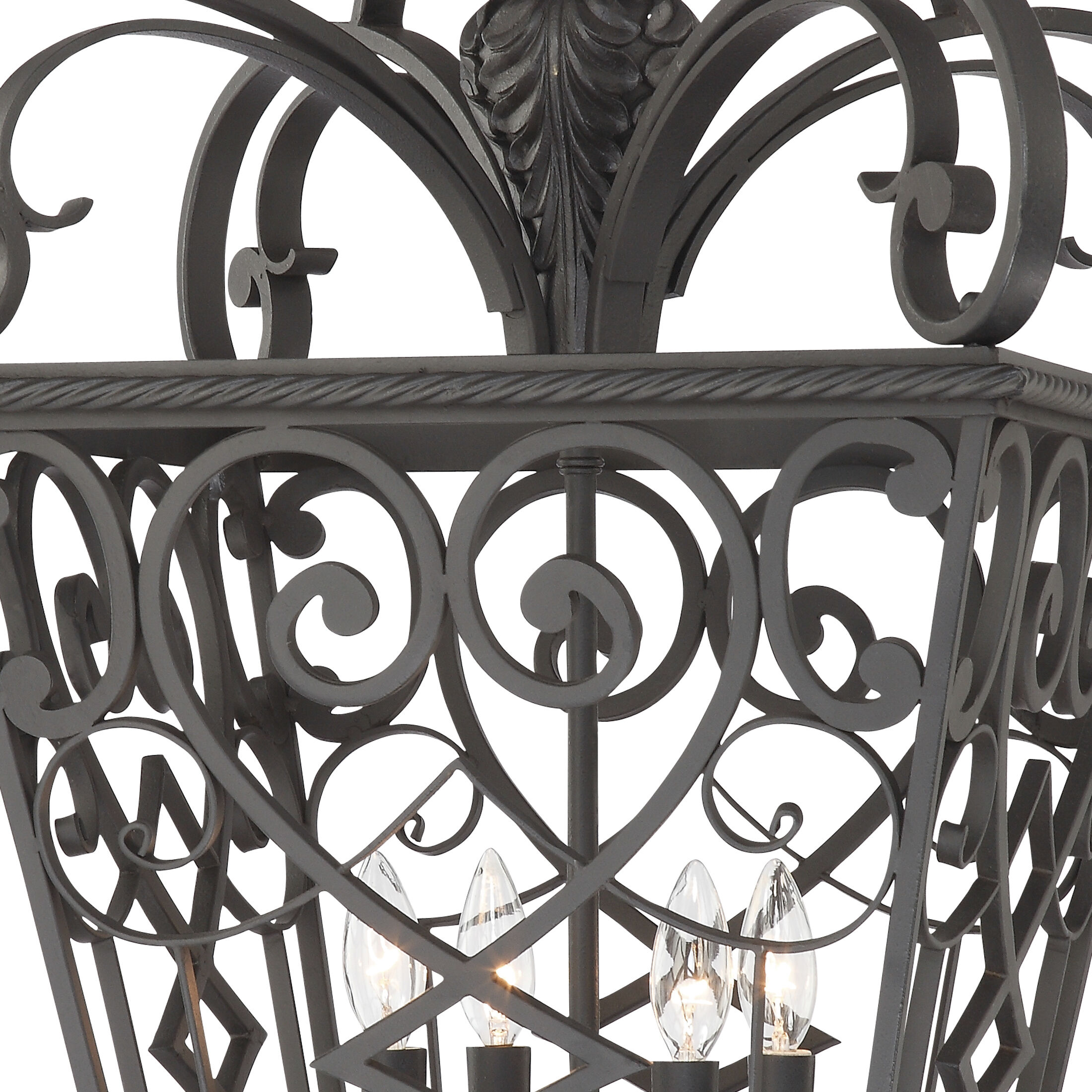 Fort Quinn 4 Light 19 inch Marcado Black Outdoor Hanging Lantern