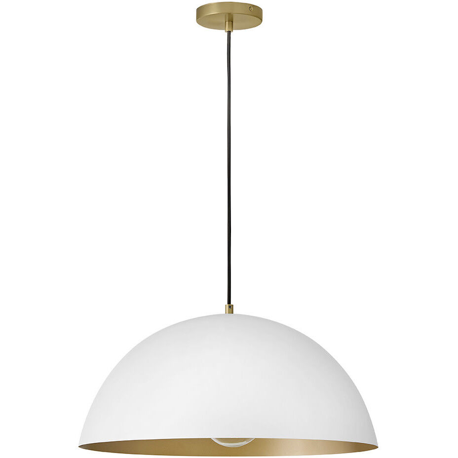Lou 1 Light 22 inch Matte White with Lacquered Brass Pendant Ceiling Light