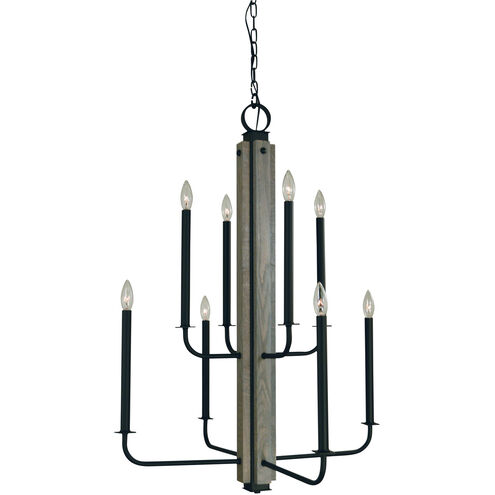 Loft 8 Light 29 inch Matte Black Foyer Chandelier Ceiling Light