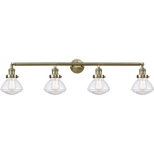 Franklin Restoration Olean 4 Light 43 inch Brushed Brass Bath Vanity Light Wall Light in Seedy Glass, Franklin Restoration