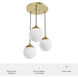Hepburn 3 Light 12.75 inch Modern Brass Round Cluster Pendant Ceiling Light, Large