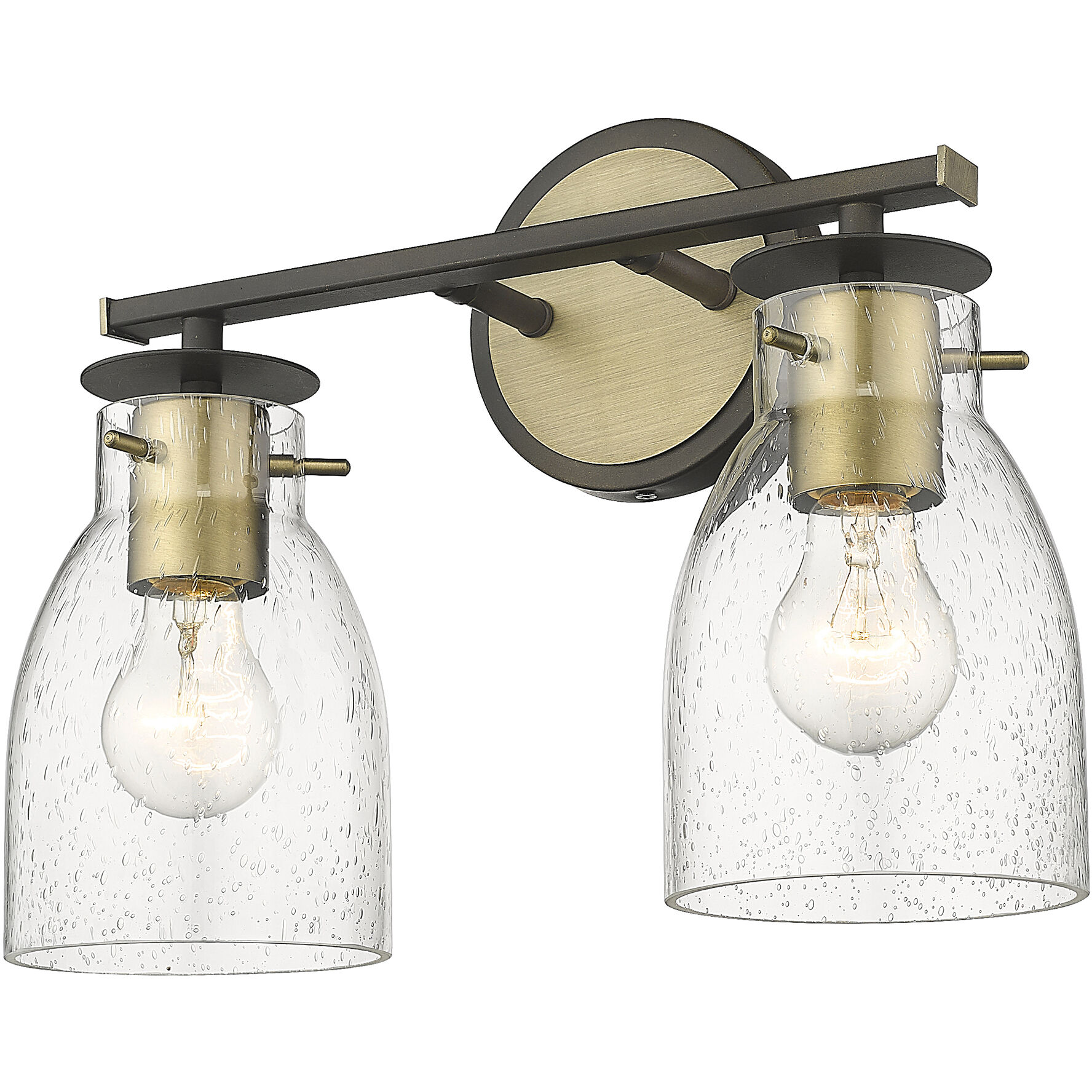 Shelby 2 Light 15 inch Oil Rubbed Bronze and Antique Brass Vanity Light Wall Light