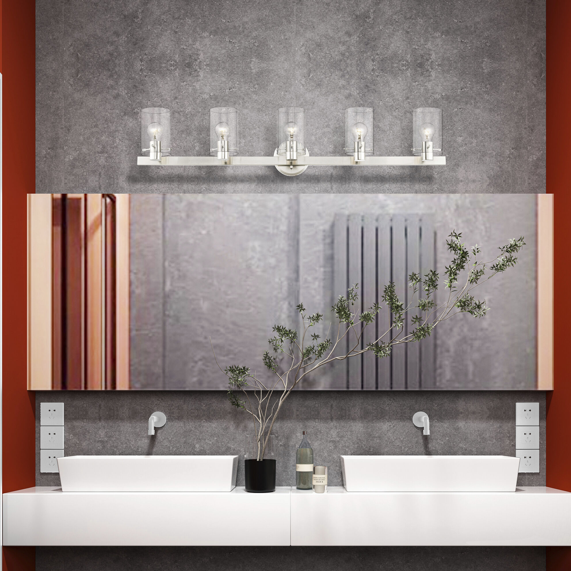 Munich 5 Light 42 inch Brushed Nickel Vanity Sconce Wall Light