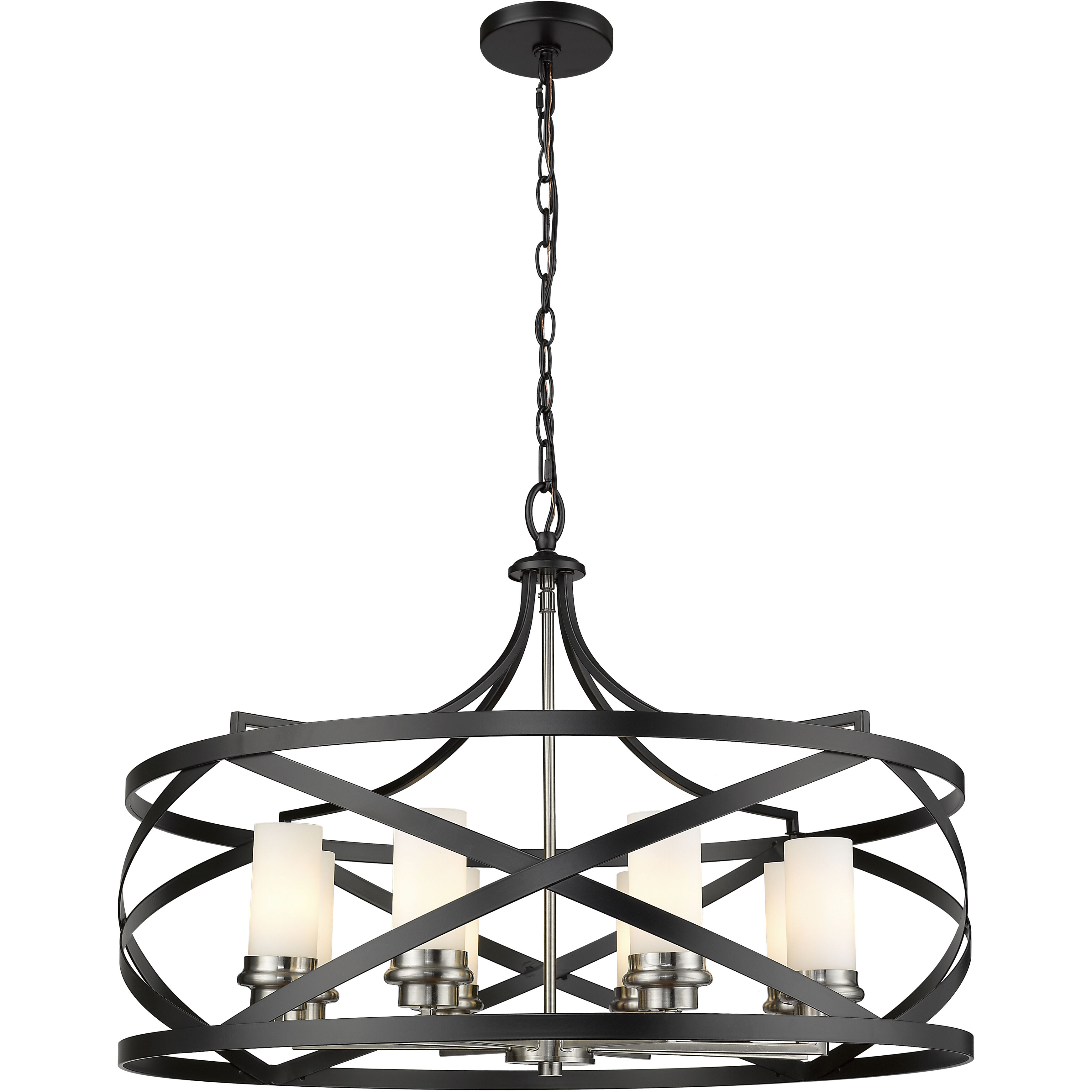 Malcalester 8 Light 30 inch Matte Black and Brushed Nickel Chandelier Ceiling Light