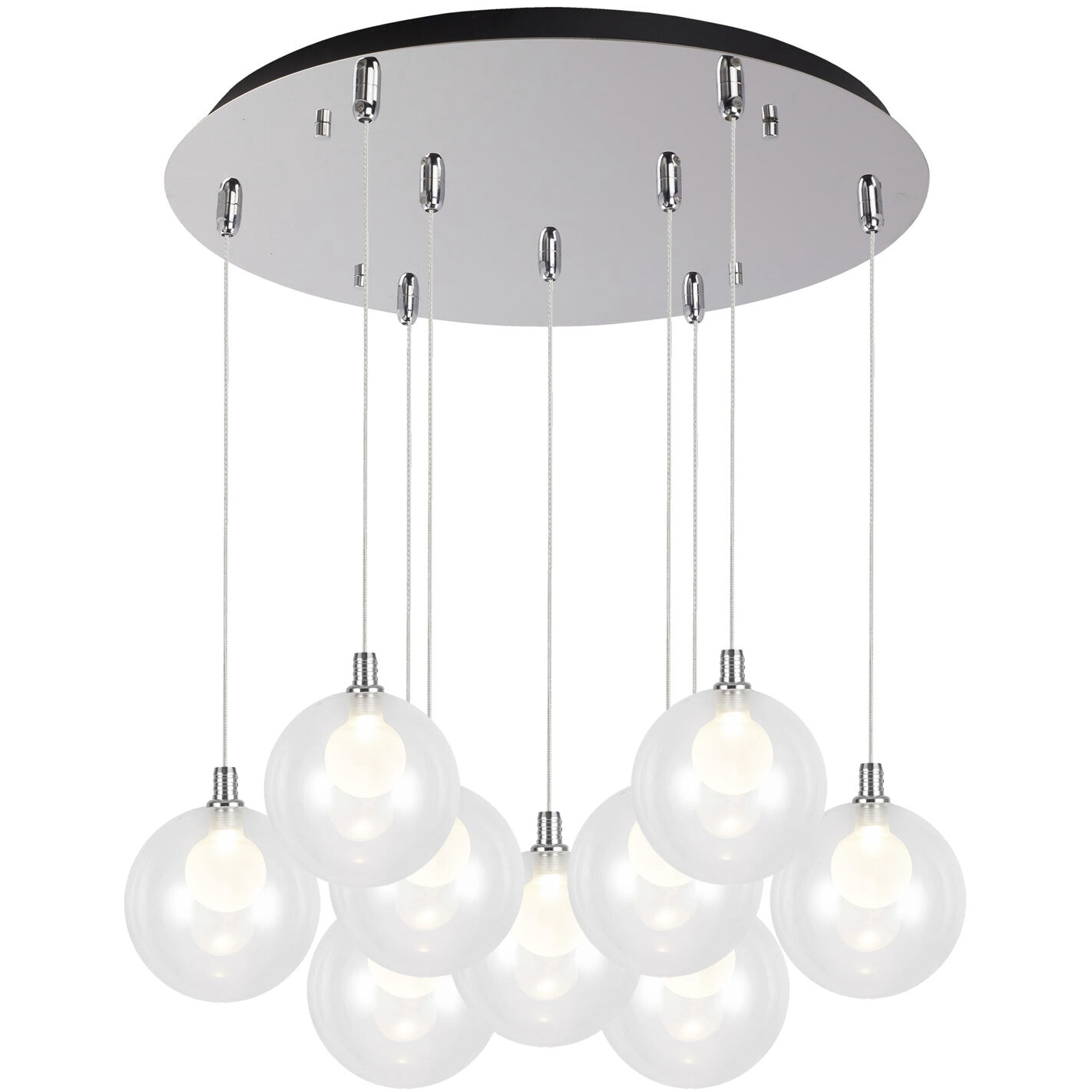 Bolla LED 19.63 inch Chrome Multi Pendant Ceiling Light in Clear Glass + Interior Opal Glass