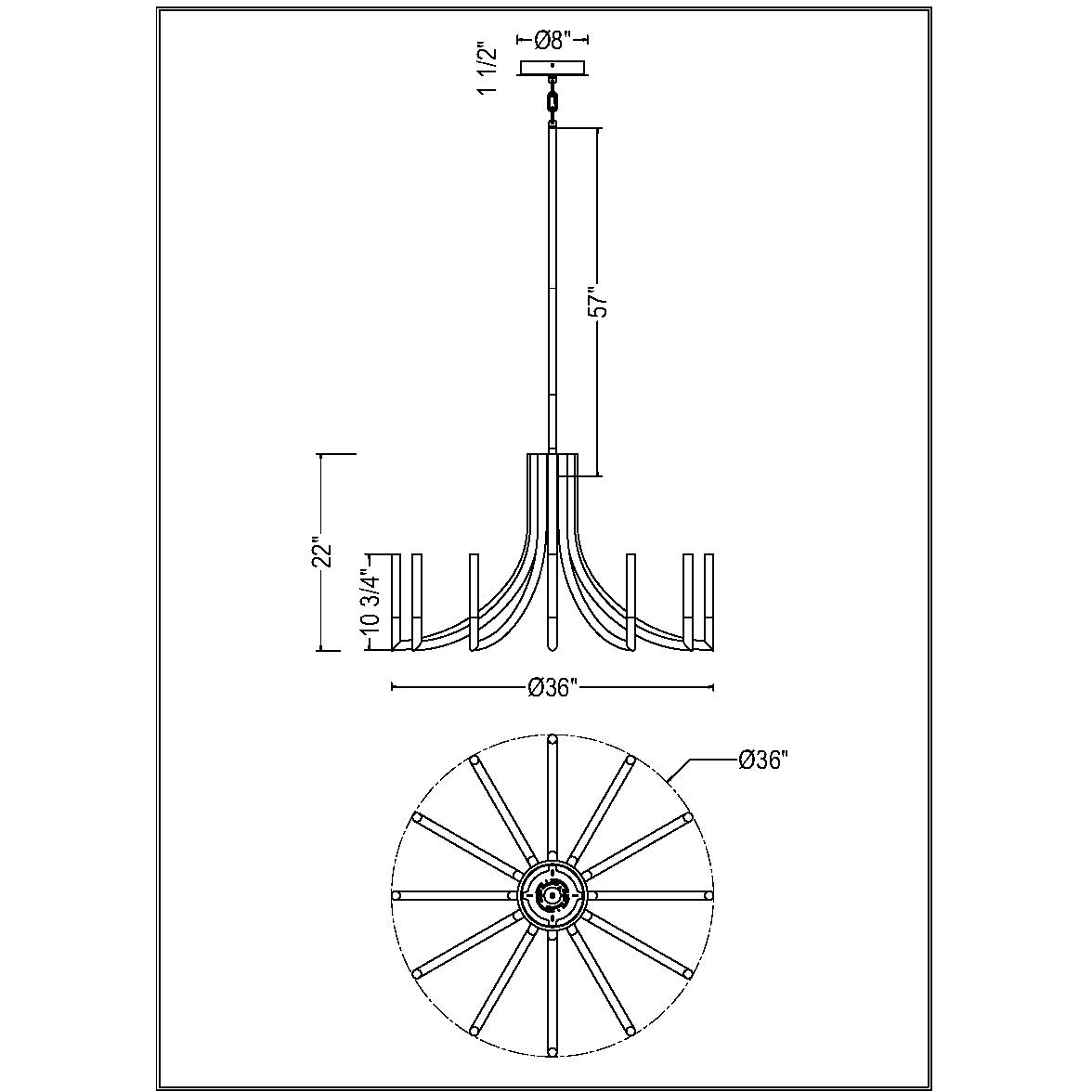 Olette 12 Light 36 inch Black Chandelier Ceiling Light