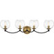 Vantage Kearney Park 4 Light 31.13 inch Coal and Soft Brass Bath Vanity Wall Light