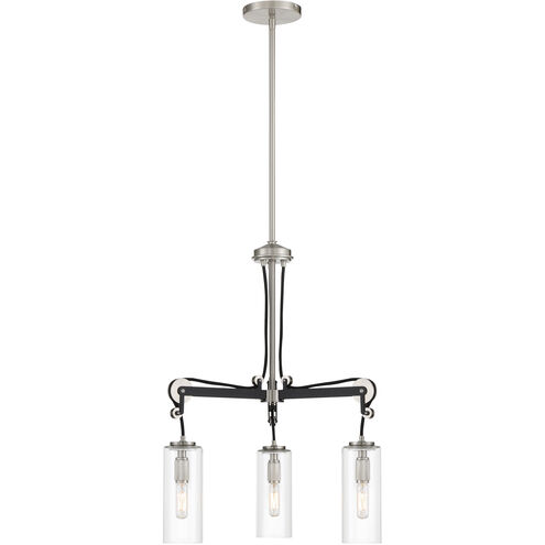 Pullman Junction 3 Light 20 inch Coal / Brushed Nickel Chandelier Ceiling Light