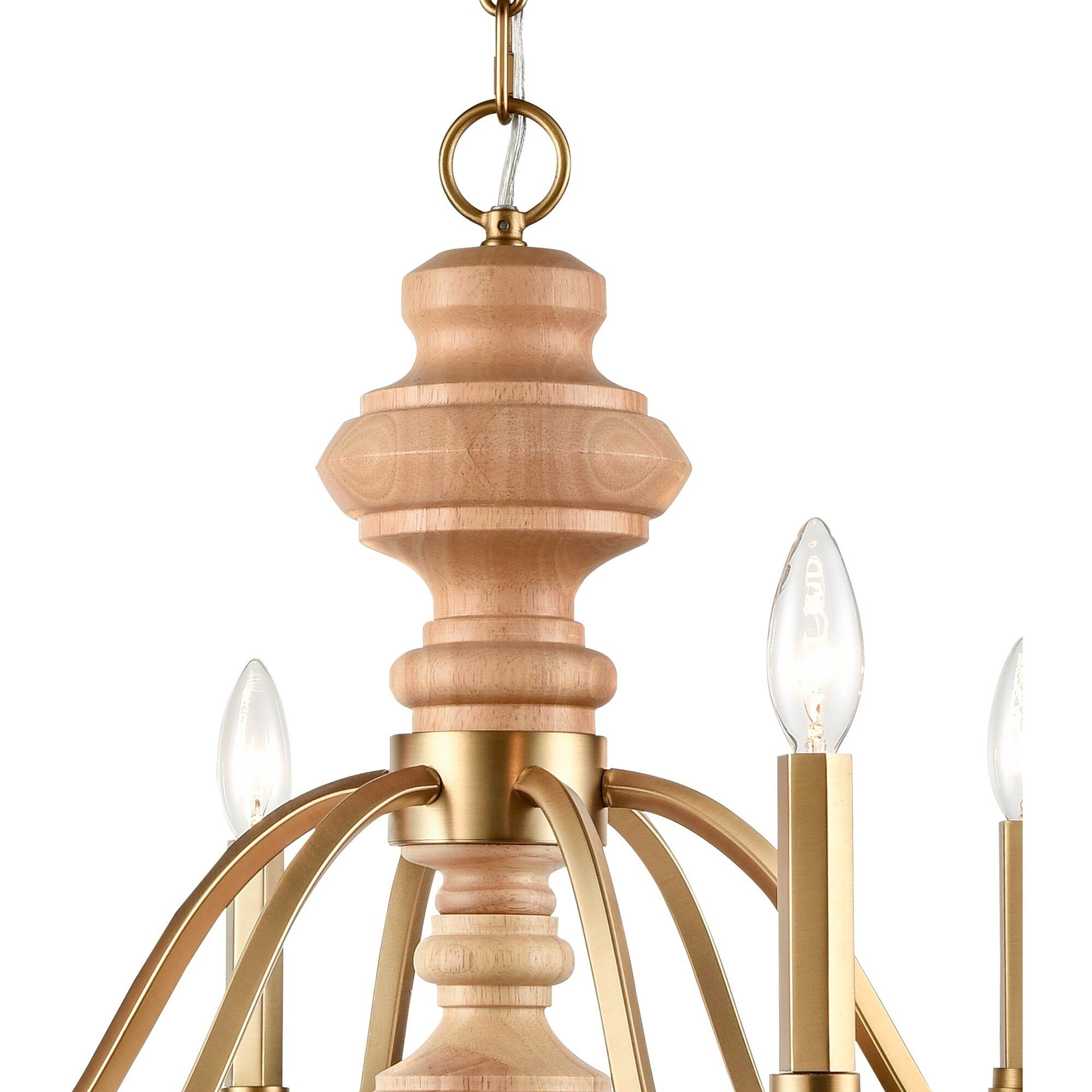 French Country 6 Light 27 inch Natural Brass Chandelier Ceiling Light, Converts to Semi Flush