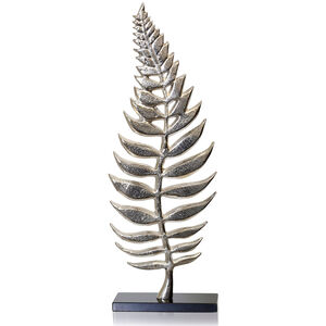 Standing Leaf Silver/Black Stone Statue