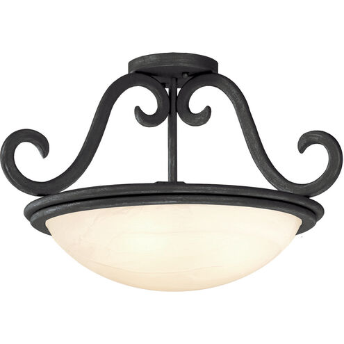 Santa Barbara 3 Light 19 inch Tortoise Shell Semi Flush Mount Ceiling Light in Ecru Standard Glass