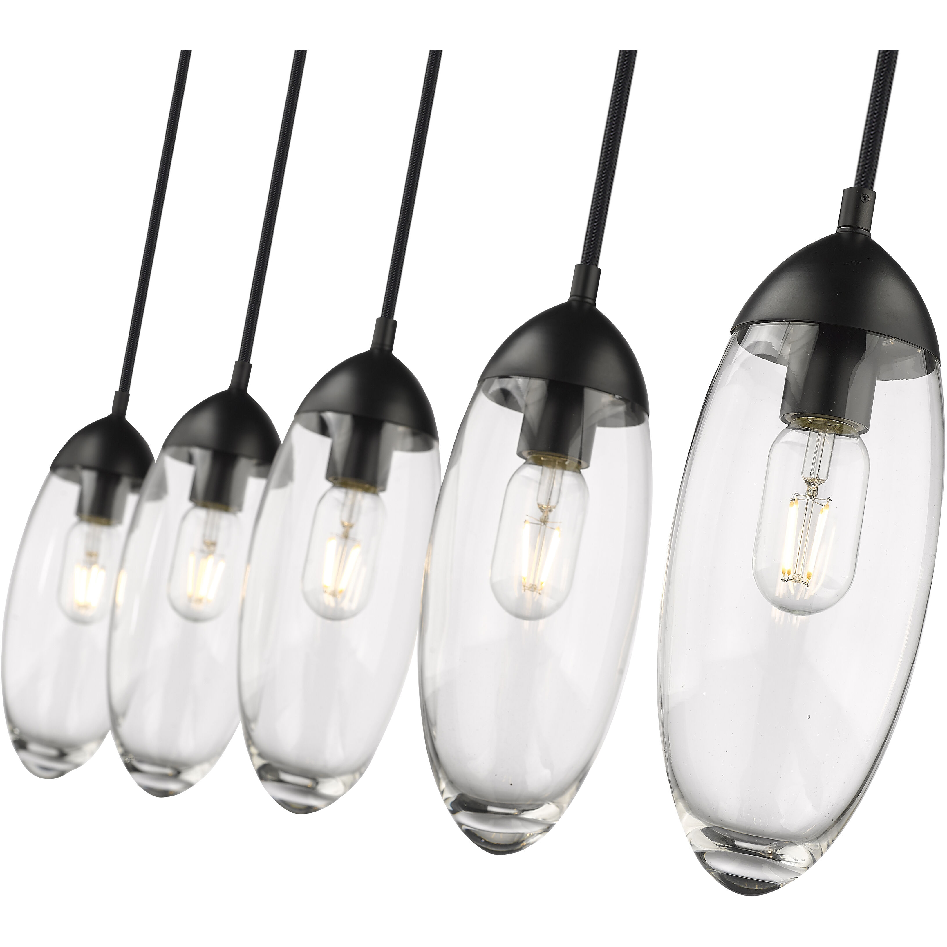 Arden 5 Light 42 inch Matte Black Linear Chandelier Ceiling Light