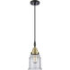 Canton 1 Light 6 inch Black Antique Brass Mini Pendant Ceiling Light in Seedy Glass