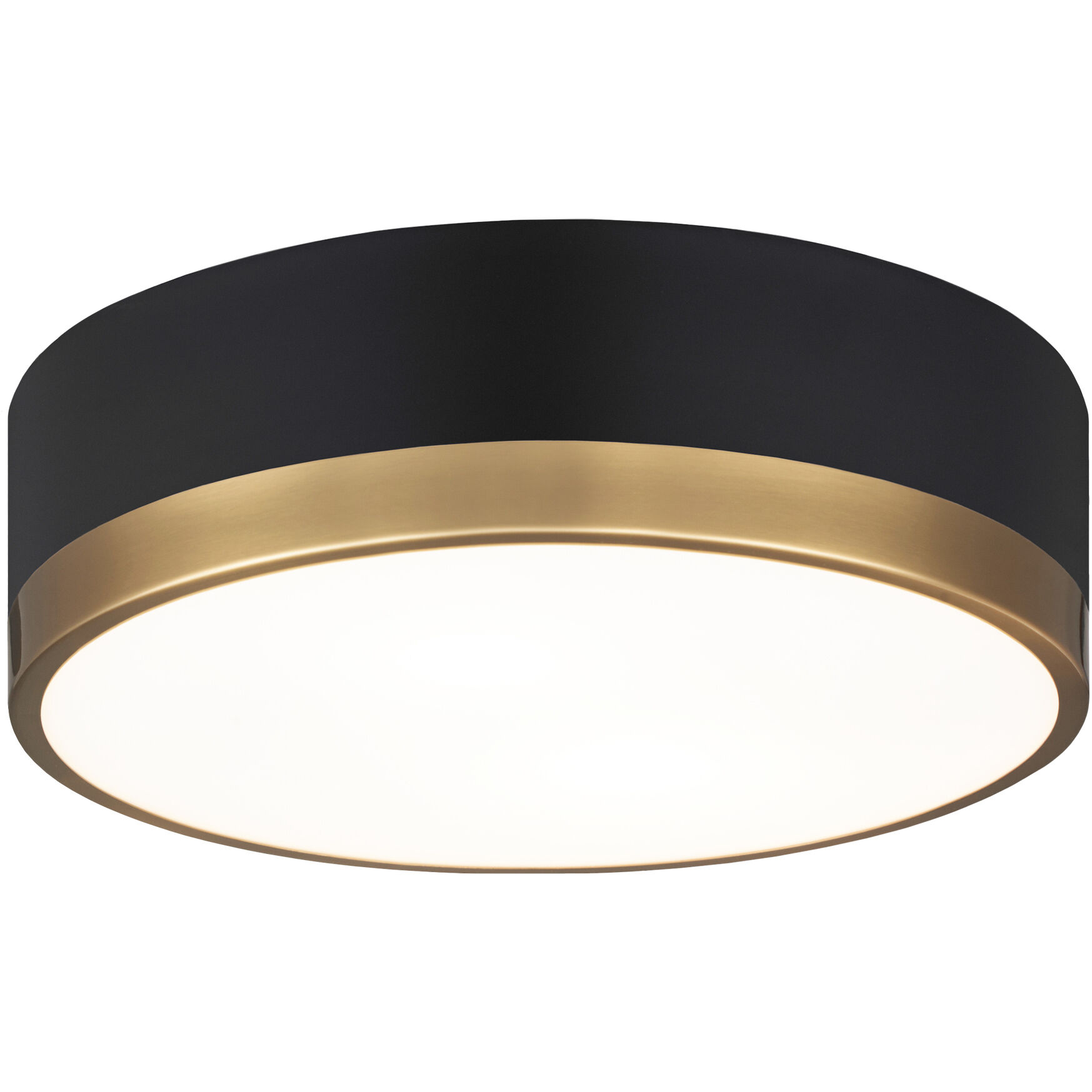 Trydor 2 Light 12 inch Black and Aged Gold Glass Flush Mount Ceiling Light in Black and Aged Gold Brass