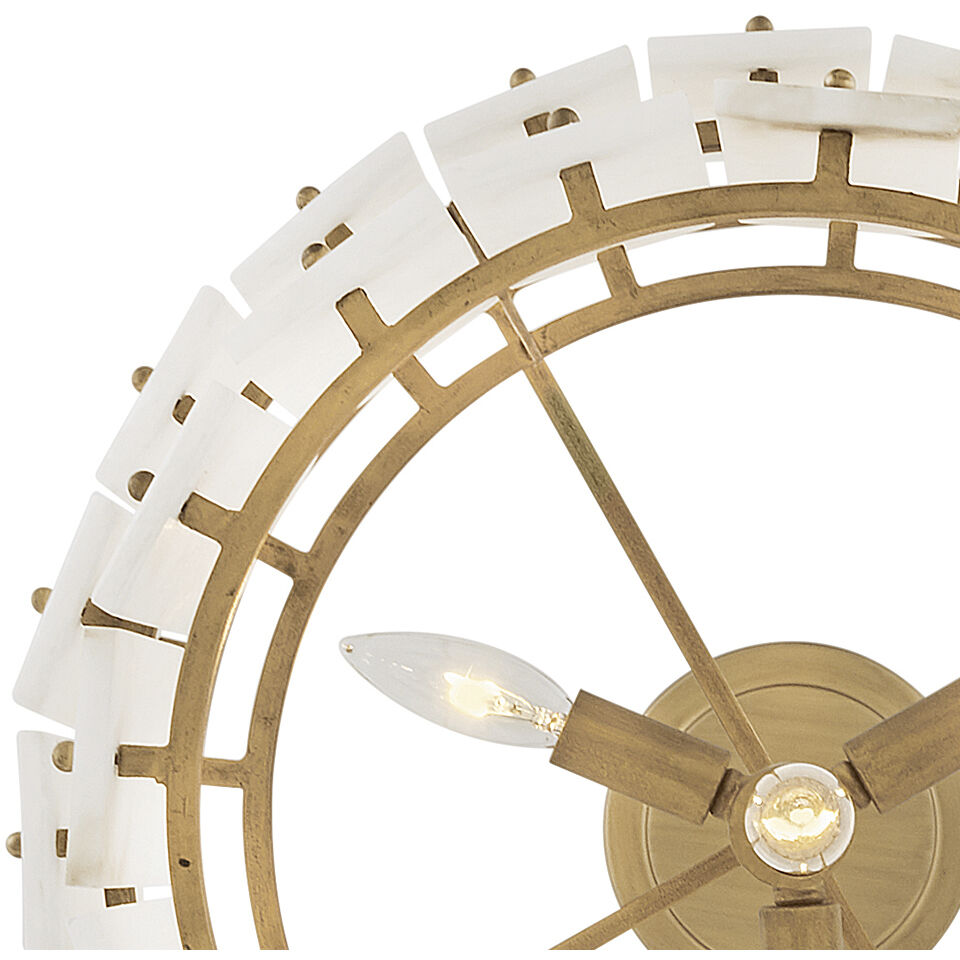 Simone LED 17.5 inch Burnished Gold Foyer Ceiling Light in Alabaster, Semi-flush Mount