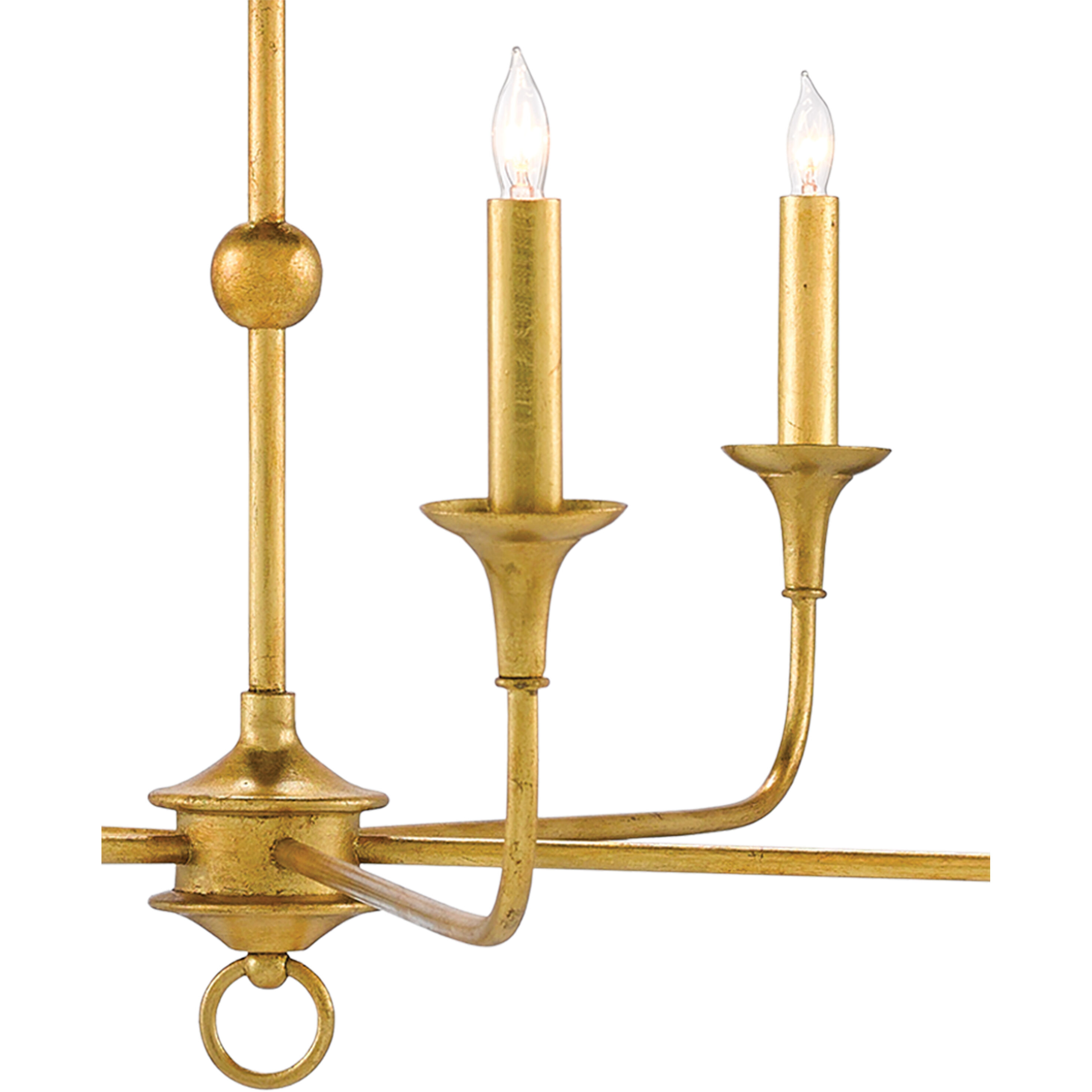 Nottaway 5 Light 36 inch Contemporary Gold Leaf Chandelier Ceiling Light, Small