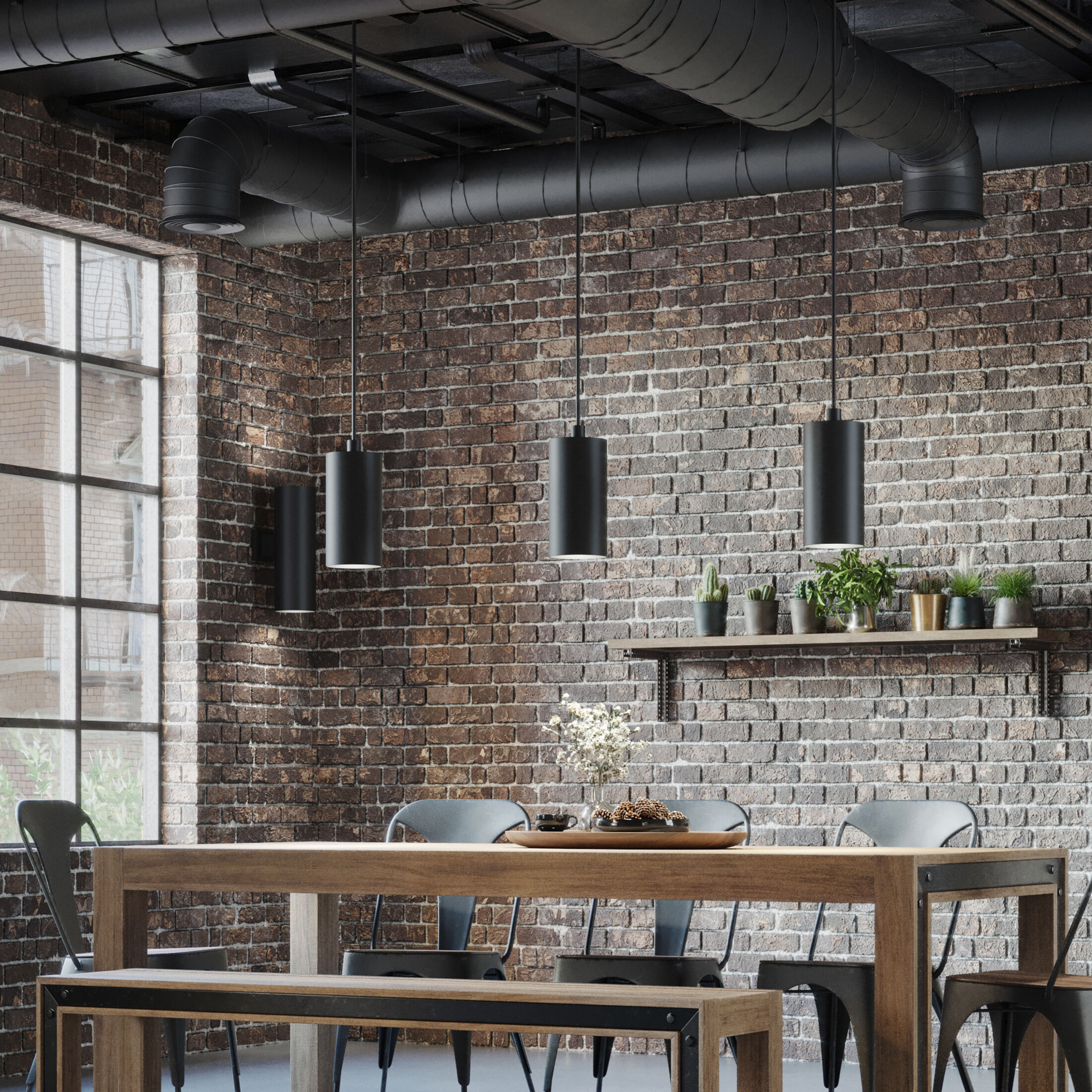 CYL RNDS LED 6 inch Black Outdoor Pendant, Progress LED