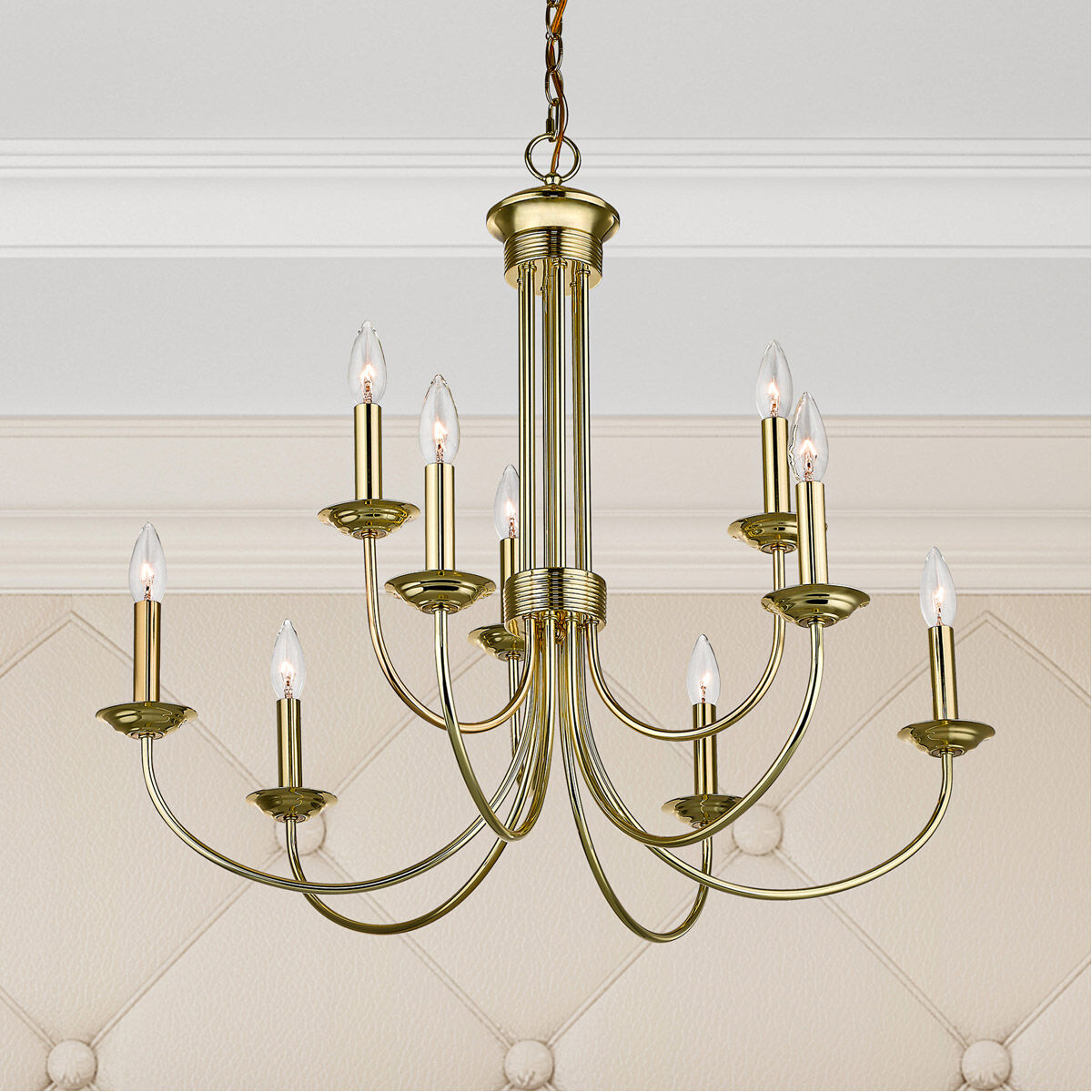 Estate 9 Light 30 inch Polished Brass Chandelier Ceiling Light