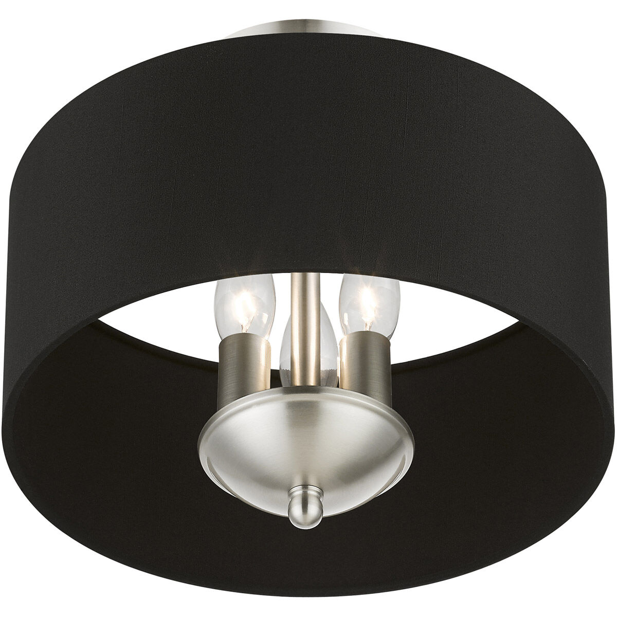 Huntington 3 Light 12 inch Brushed Nickel Semi-Flush Mount Ceiling Light