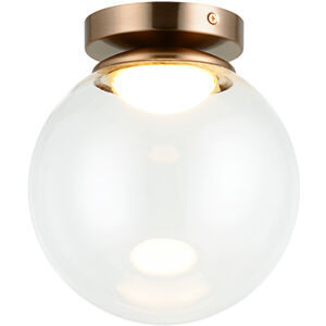 Boble LED 10 inch Aged Gold Brass Flush Mount Ceiling Light in Aged Gold Brass and Clear