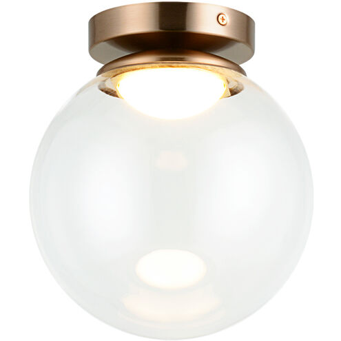 Boble LED 7.88 inch Aged Gold Brass Flush Mount Ceiling Light in Aged Gold Brass and Clear