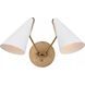 AERIN Clemente 2 Light 16.75 inch Hand-Rubbed Antique Brass Double Sconce Wall Light in White