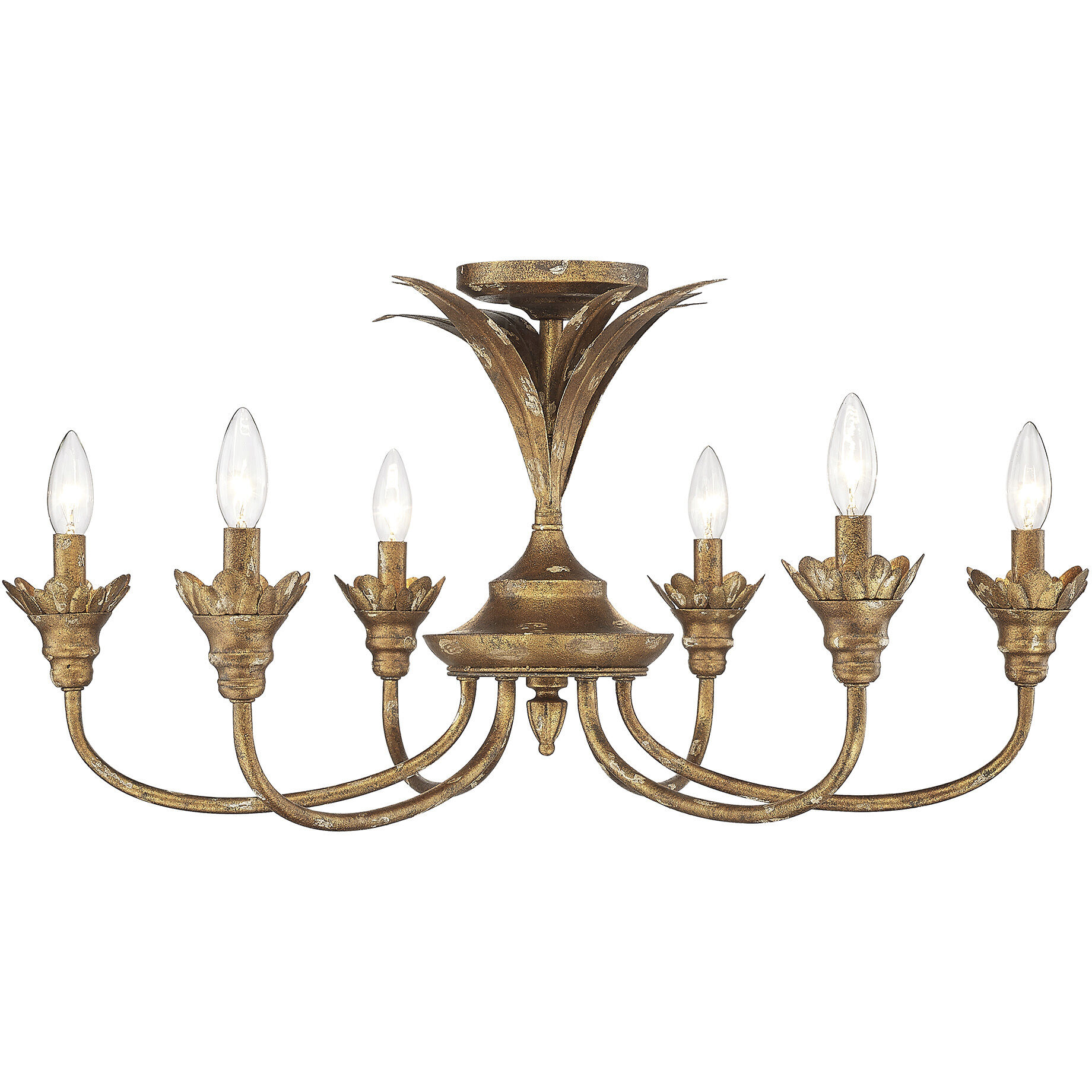 Lillianne 6 Light 28.5 inch Heirloom Gold Semi-Flush Mount Ceiling Light