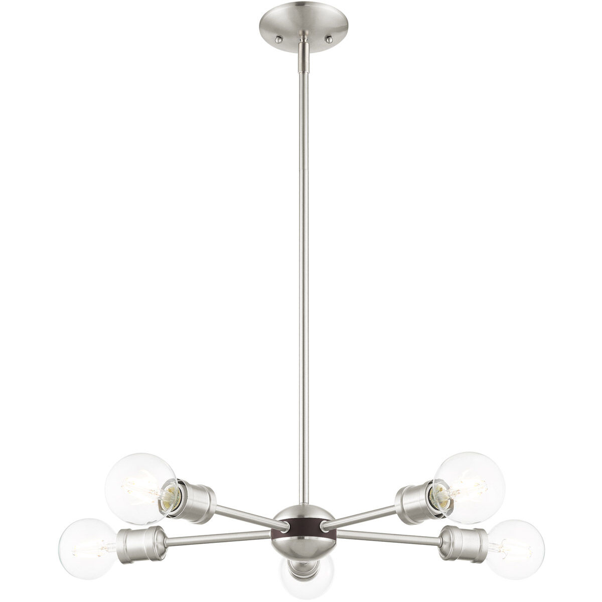 Lansdale 5 Light 19 inch Brushed Nickel with Bronze Accents Chandelier Ceiling Light