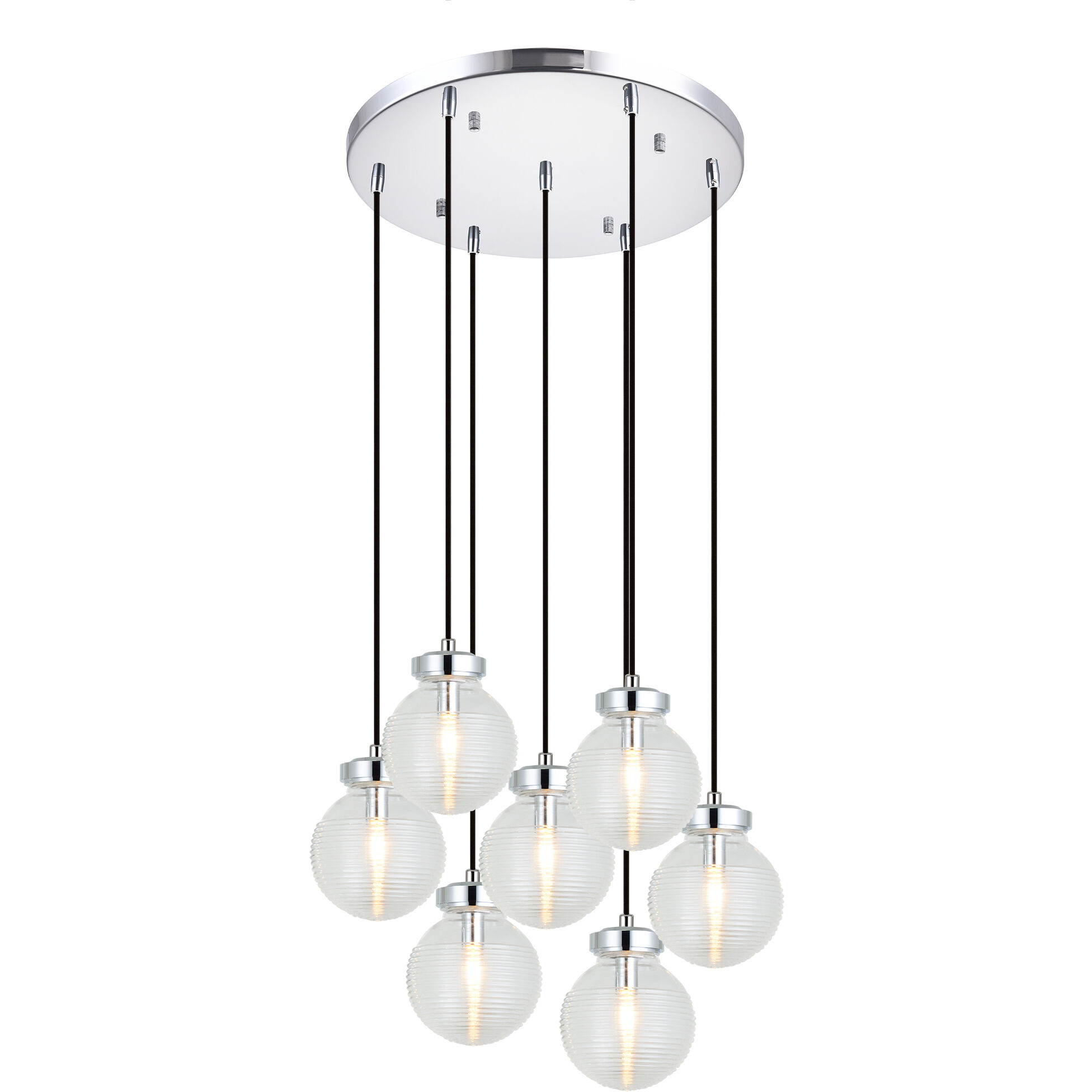 Ridge 7 Light 20.88 inch Chrome Pendant Ceiling Light in Chrome and Clear