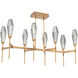 Aalto LED Novel Brass Linear Pendant Ceiling Light in 3000K LED, Optic Rib Smoke, Belvedere