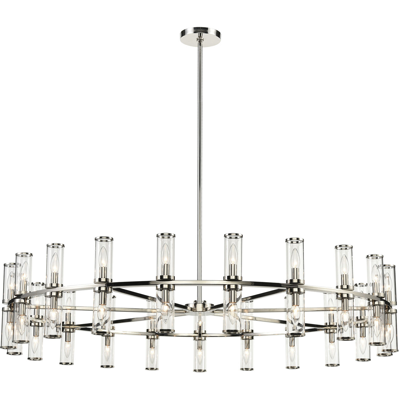 Revolve 42 Light 60.38 inch Clear Glass/Polished Nickel Chandelier Ceiling Light