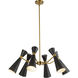 Alora Mood Blake 6 Light 32 inch Matte Black Chandelier Ceiling Light in Matte Black and Aged Gold