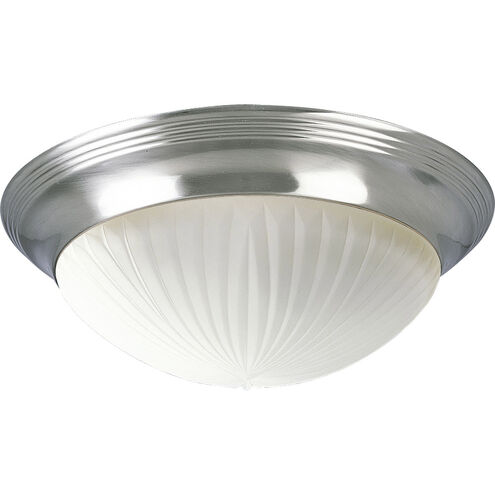 Ribbed Etched Glass 2 Light 14 inch Brushed Nickel Close-to-Ceiling Ceiling Light
