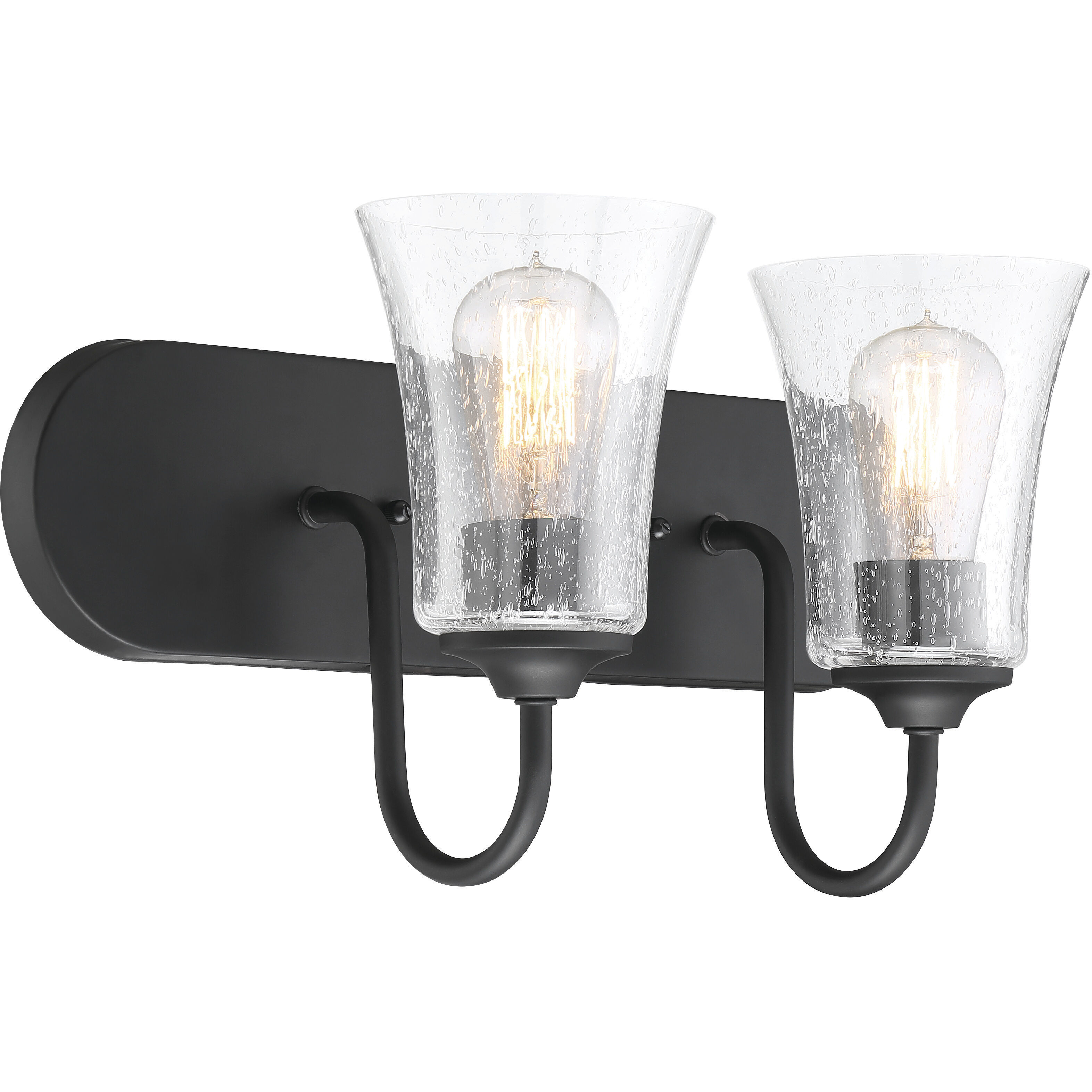 Neighborhood Gwyneth 2 Light 18 inch Flat Black Vanity Light Wall Light in Clear Seeded, Neighborhood Collection