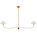 Amber Lewis Griffin LED 62 inch Hand-Rubbed Antique Brass and Saddle Leather Linear Chandelier Ceiling Light, Grande