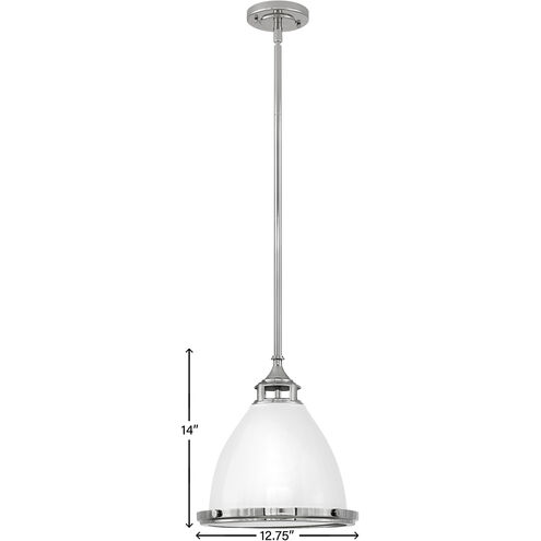 Amelia 1 Light 13 inch Polished White with Polished Nickel Indoor Mini Pendant Ceiling Light