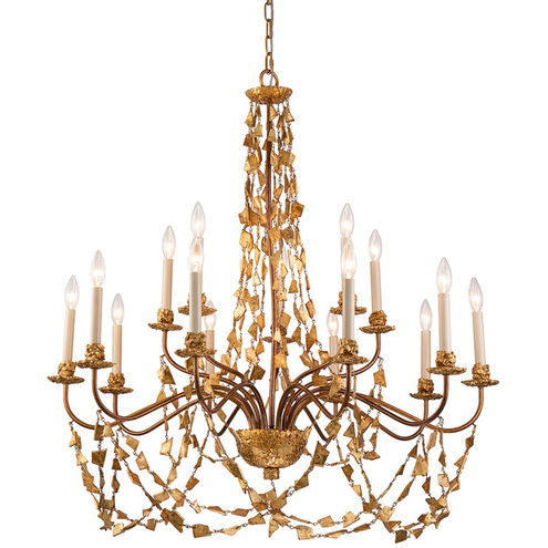 Mosaic 15 Light 37 inch Gold Leaf Chandelier Ceiling Light, Flambeau