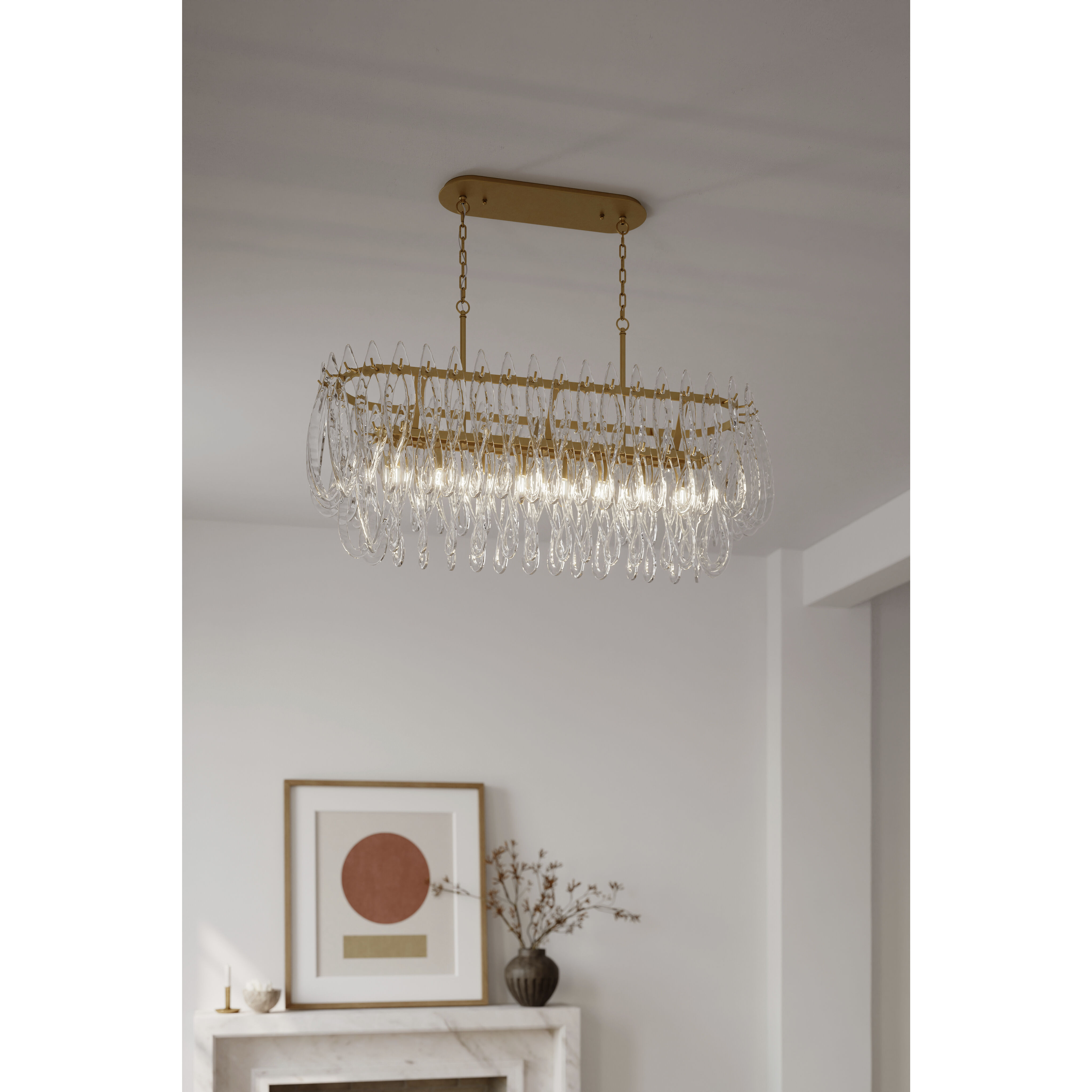 Glassara 8 Light 48 inch Legacy Brass Linear Chandelier Ceiling Light