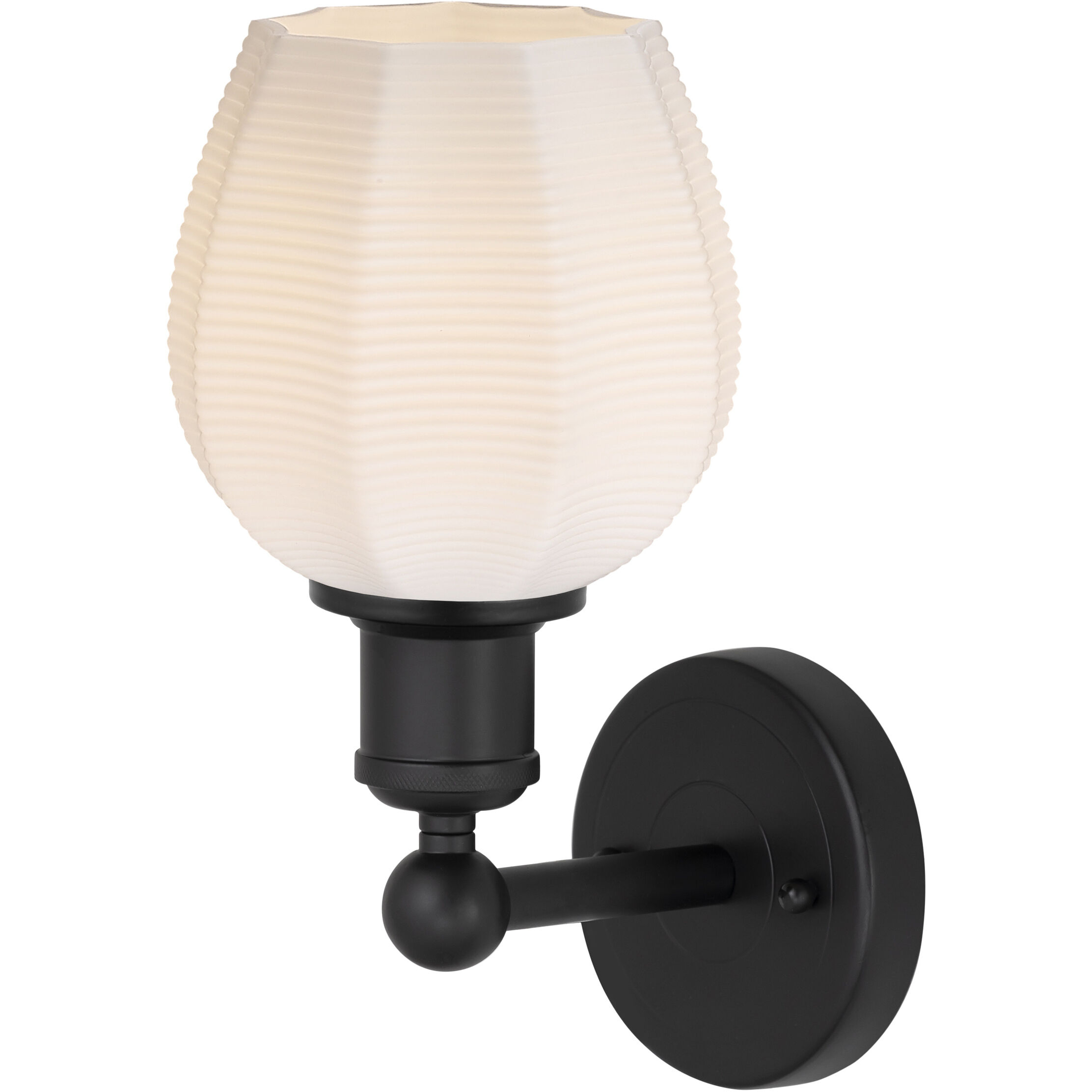 Edison Norfolk 1 Light 6 inch Matte Black Sconce Wall Light in Matte White Glass